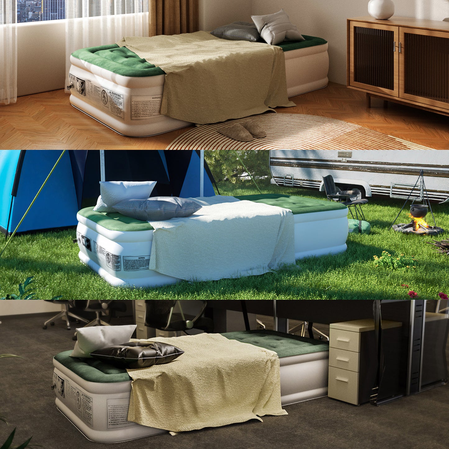 Zearna Luftbett Luftmatratze Selbstaufblasend in 3 Minuten, Aufblasbare Matratze Gästebett mit Eingebauter Elektrischer Pumpe, Aufblasbares Einzelbett für Camping Heimgebrauch (Einzel(46cm))