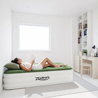 Zearna Luftbett Luftmatratze Selbstaufblasend in 3 Minuten, Aufblasbare Matratze Gästebett mit Eingebauter Elektrischer Pumpe, Aufblasbares Einzelbett für Camping Heimgebrauch (Einzel(46cm))