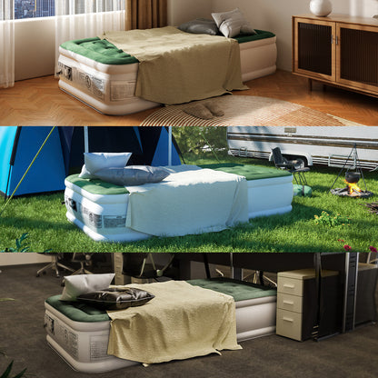 Zearna Luftbett Luftmatratze Selbstaufblasend in 3 Minuten, Aufblasbare Matratze Gästebett mit Eingebauter Elektrischer Pumpe, Aufblasbares Einzelbett für Camping Heimgebrauch (Einzel(46cm))